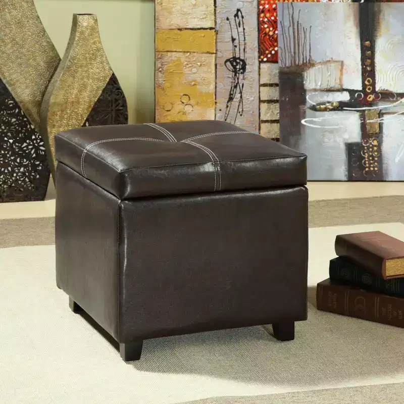 Treasure Upholstered Vinyl Storage Ottoman Espresso - Modway