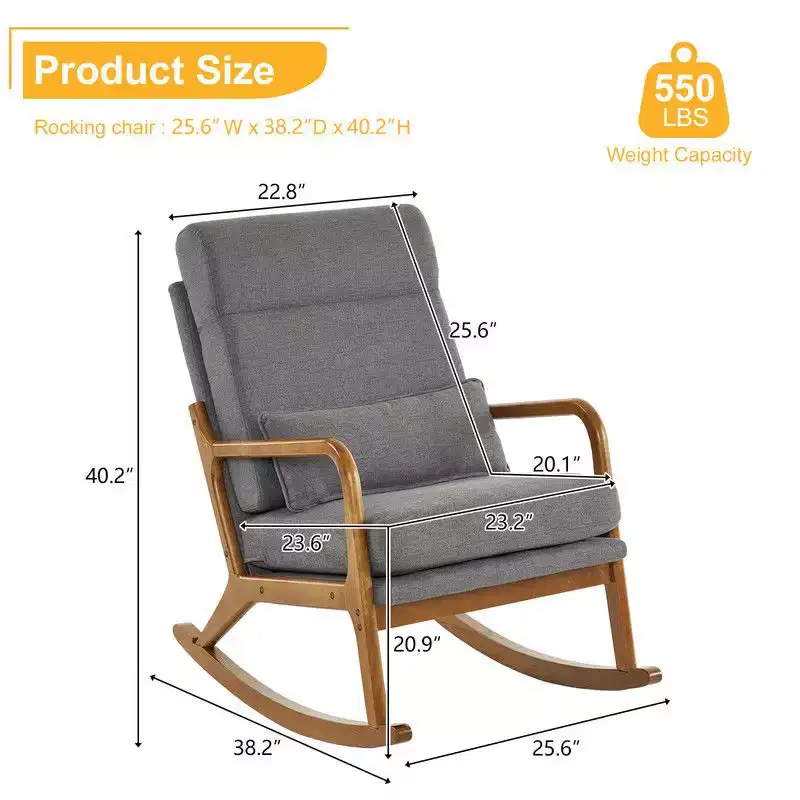 Karl Home Upholstered Gray Rocking Chair