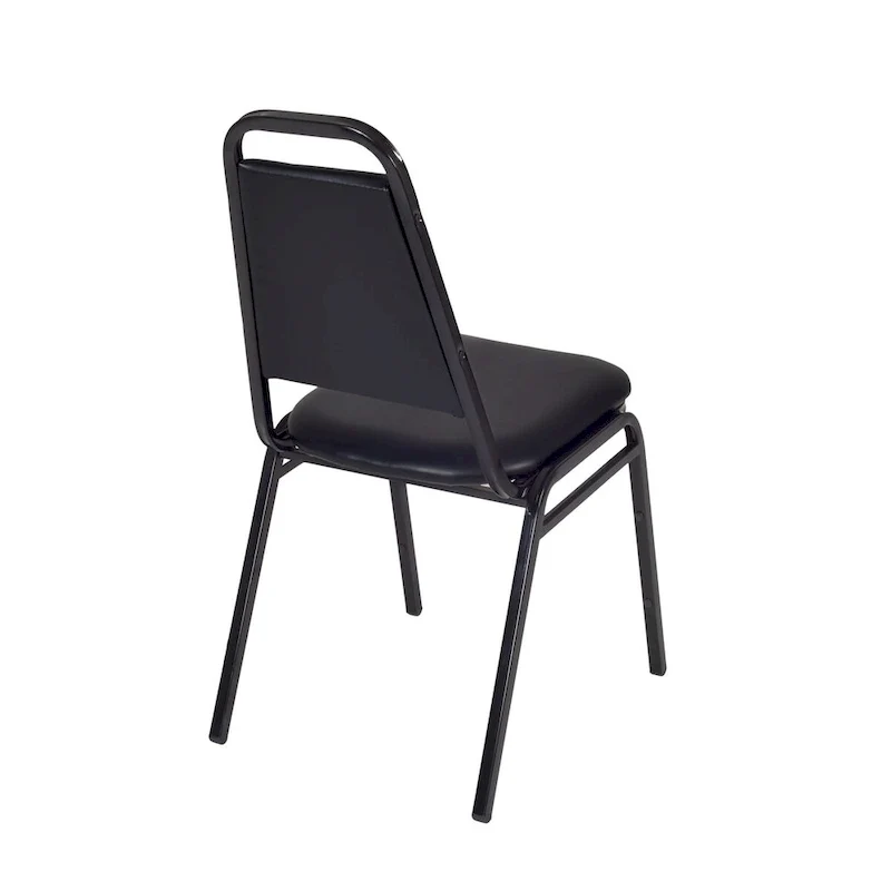 Kahlo 48 Square Breakroom Table- Maple/ Black & 4 Restaurant Stack Chairs- Black