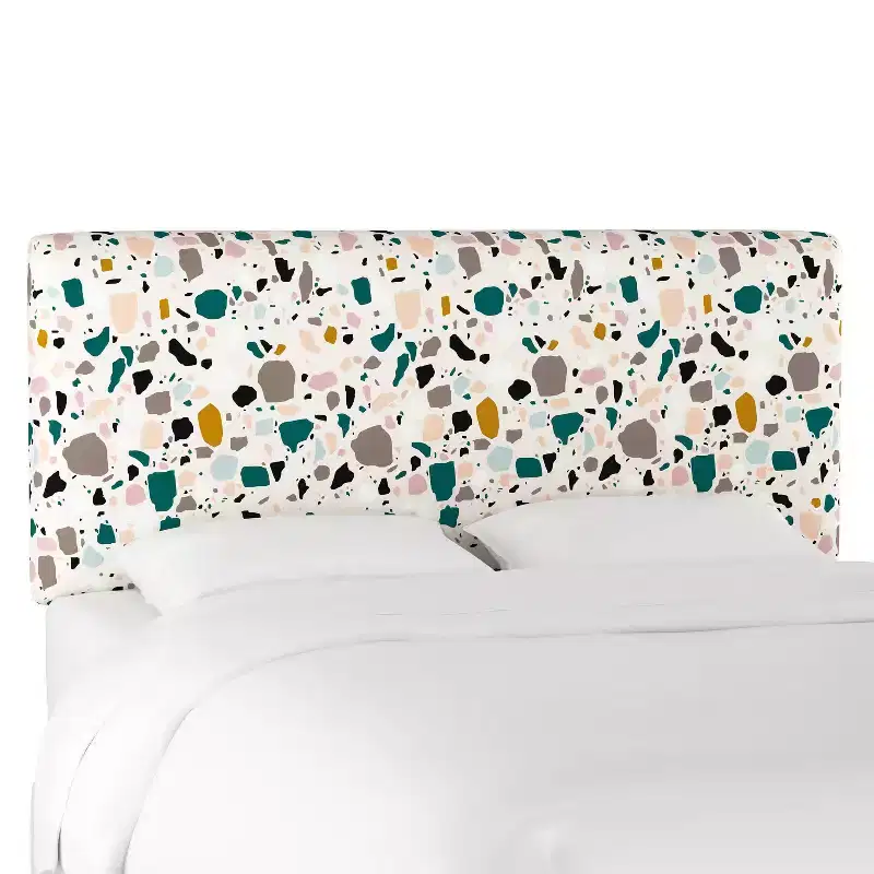 Upholstered Headboard Terrazzo Emerald Ochre