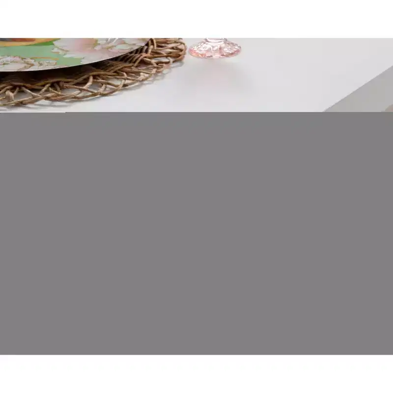 Transitional Dining Table White Solid Acacia Seats 6