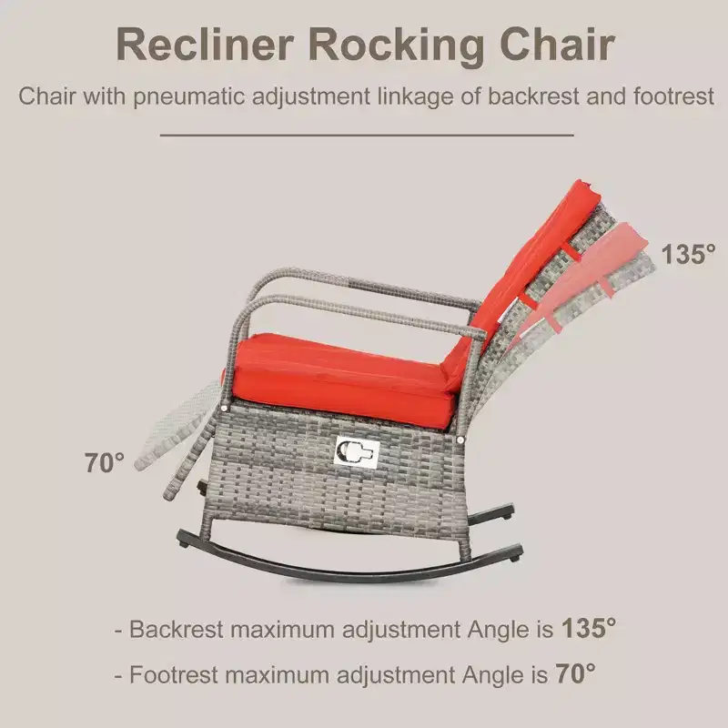 PE Rattan Rocking Recliner with Footrest