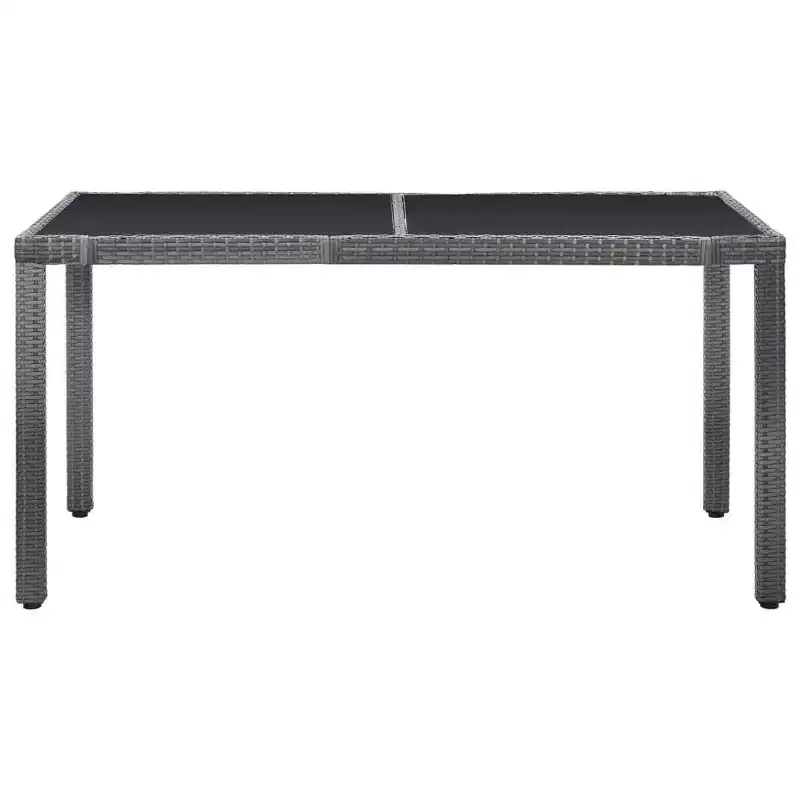 vidaXL Dining Set PE rattan, Steel, Tempered Glass Large
