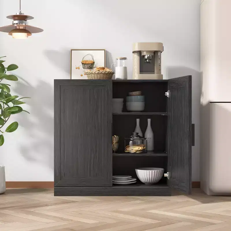 MAYEERTY Freestanding Storage Cabinet Wooden Decorative Cabinets for Home, Office, Small Space, Black, 31*31*16in