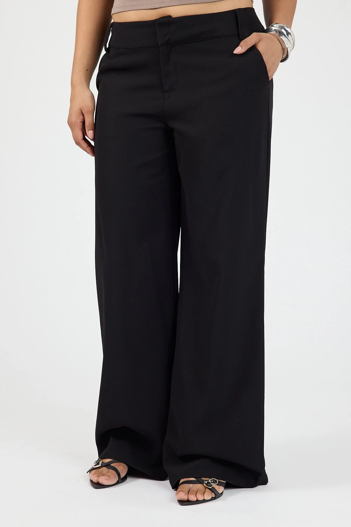 Low Rise Recycled Tailored Pant Black