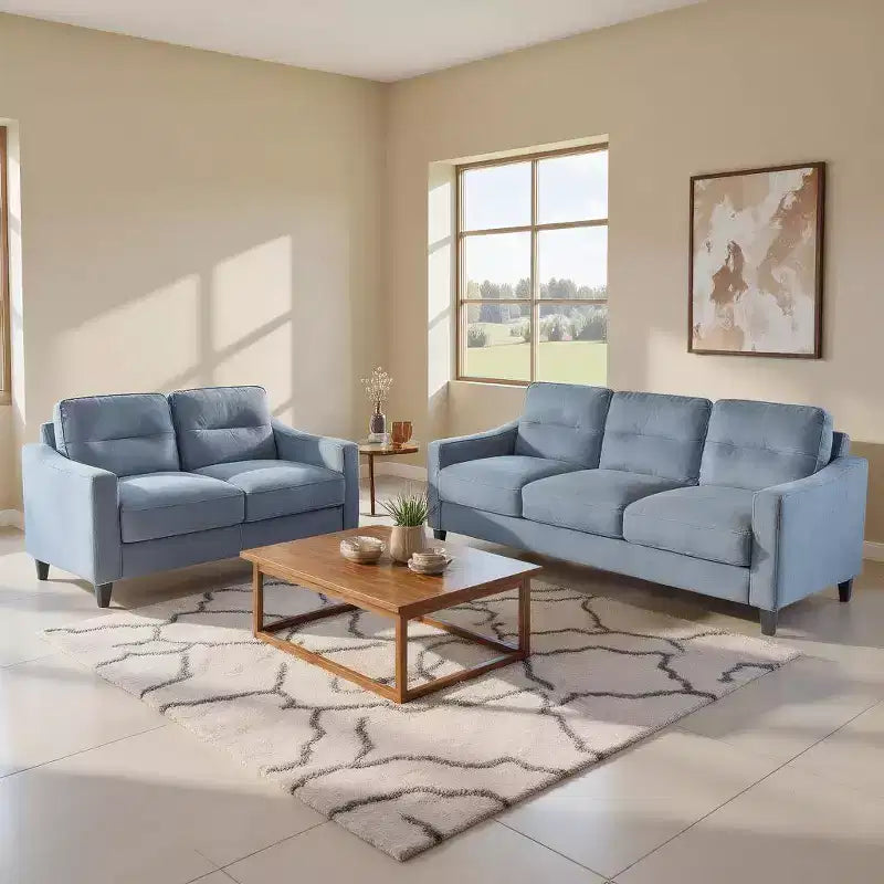 PexFix Modern Velvet Upholstered 3 Set Sectional Couches 3-Seater Sofa Loveseat and Single Chair with Solid Wood Frame for Living Room Apartment Gray