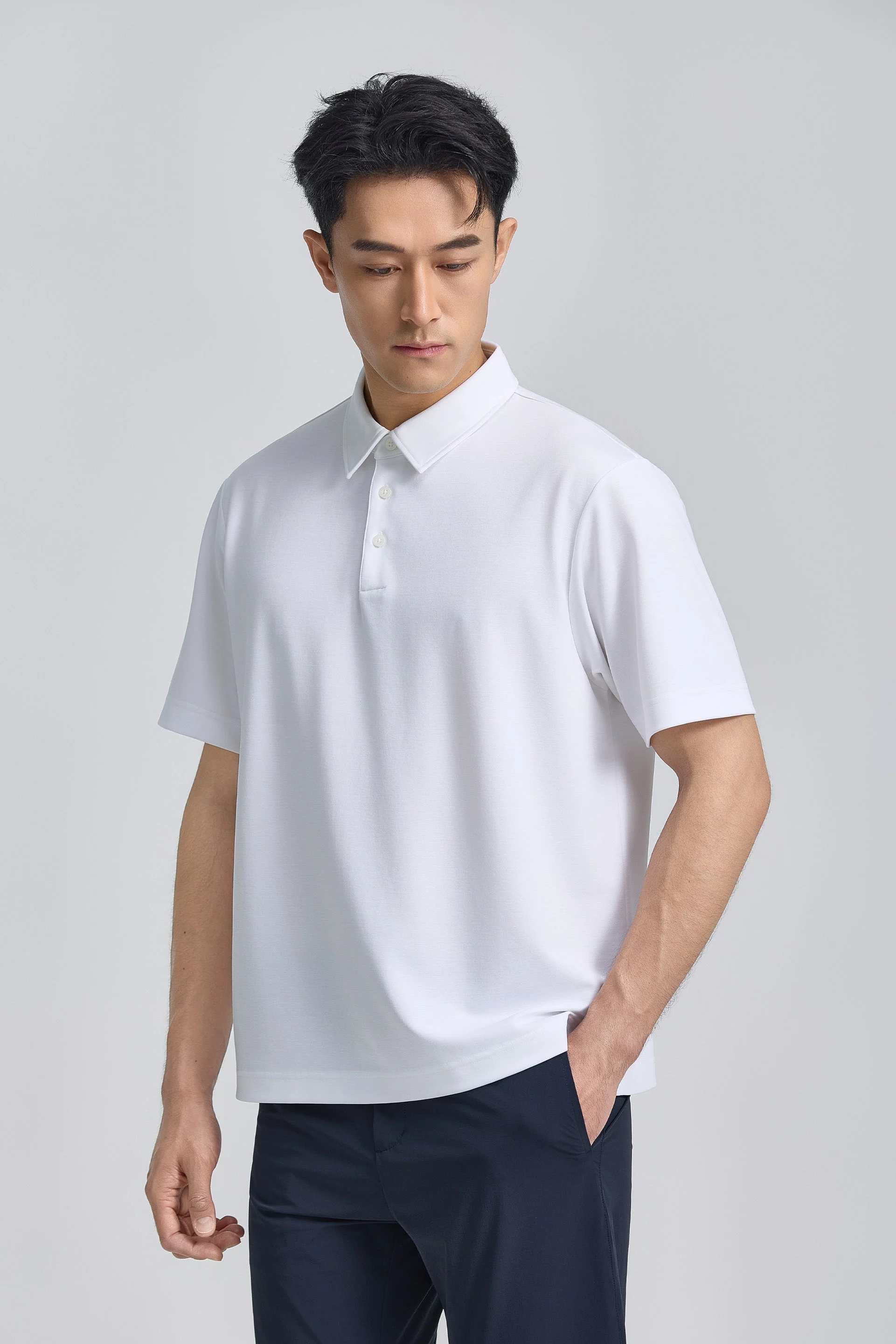 Double-Face Knit Polo – White