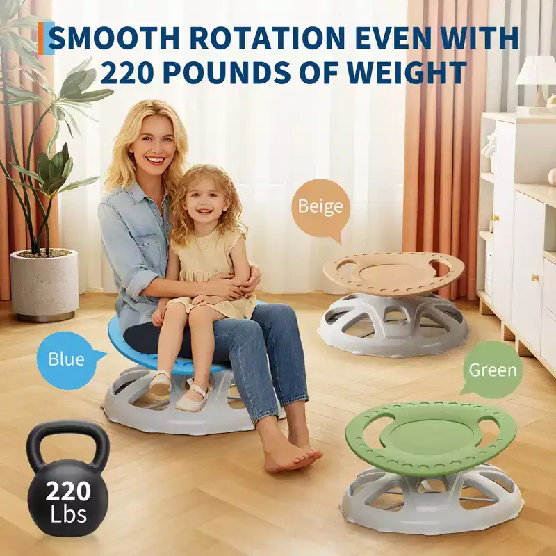 Kids Sensory Swivel Chair, Spinning Chair with Safety Handle & Non-Slip Base, Balance Training Chair for Body Coordination & Focus