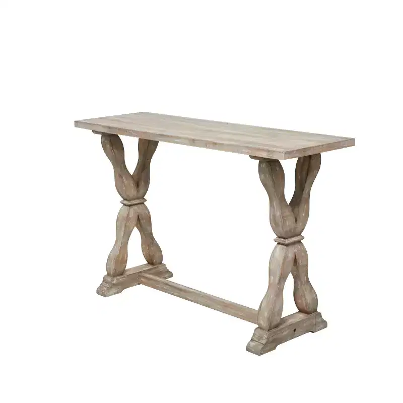 Distressed Farmhouse Wood Console Table Brown Rustic Entryway Foyer Table No Assembly Required