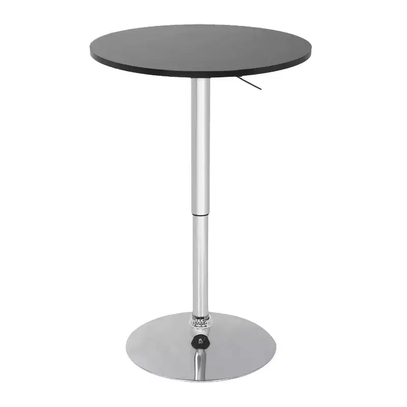 FDW Bar Table with Sleek Chrome Base and Black Top Perfect for for Dining Room Home Kitchen, Black
