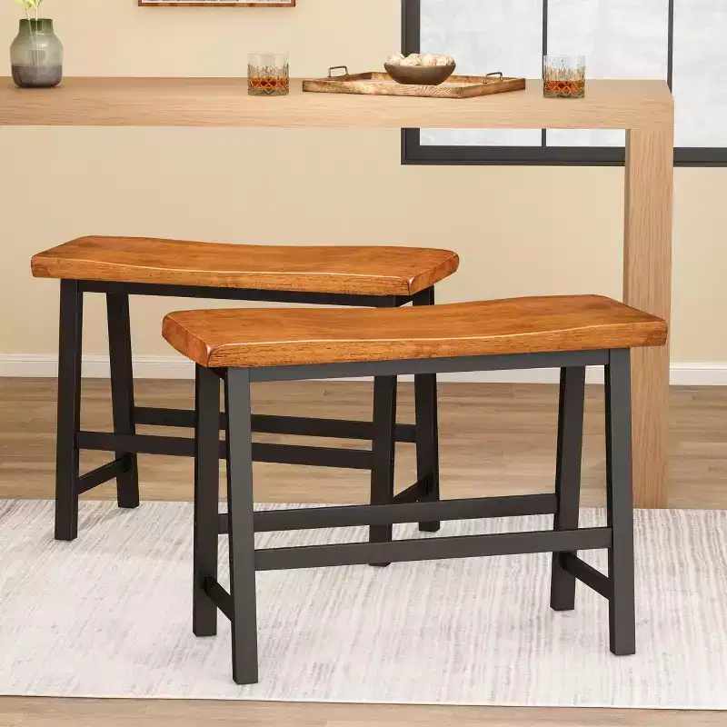 Set of 2 Pomeroy 24" Counter Height Barstools Wood/Walnut - Christopher Knight Home: Rectangle, Backless, Fixed Height