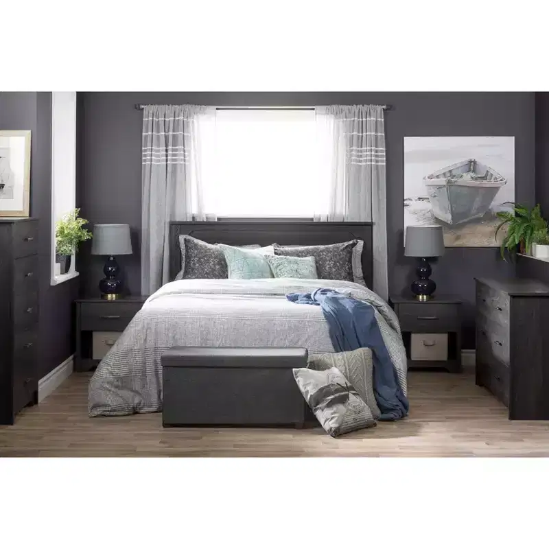 6-Drawer Double Dresser, Gray Oak, Laminated Particle Board, Anti-Tip, 5-Year Warranty