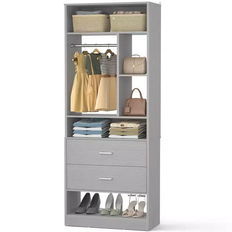 Closet System with 2 Wood Drawers
