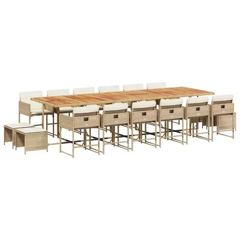 vidaXL Garden Dining Set Beige, Brown
