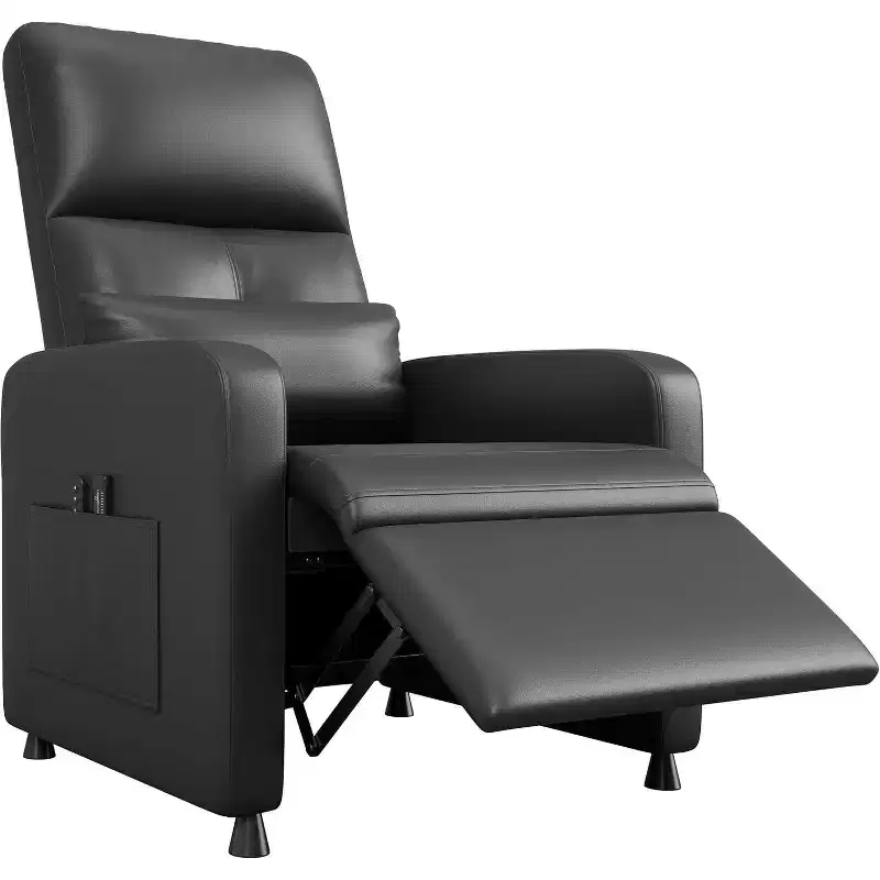 Power Recliner Chair with Massage and Heat, Adjustable Electric Recliner Ergonomic Overstuffed PU Leather Single Sofa, 2 Side Pockets and USB Port