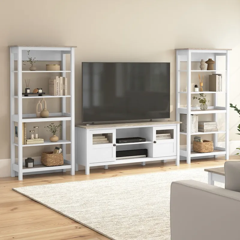 Mayfield Farmhouse 60W TV Stand with Bookcases.