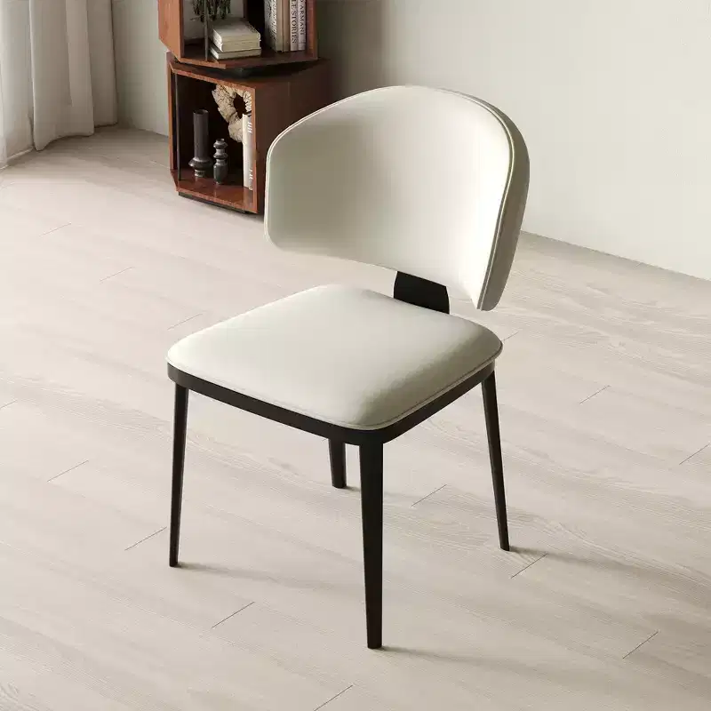 Set of 2 Modern Armless Metal Dining Chairs for Multi-Use, Off-White