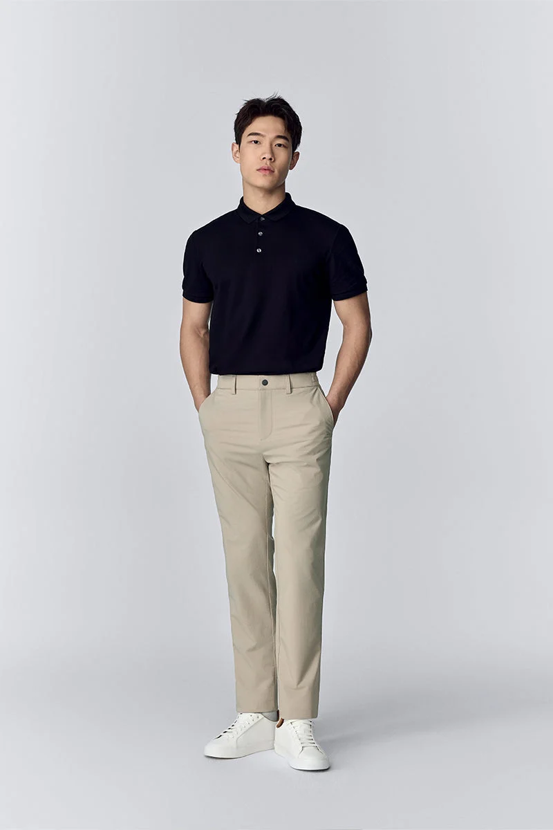 3-Button Pique Polo – Black