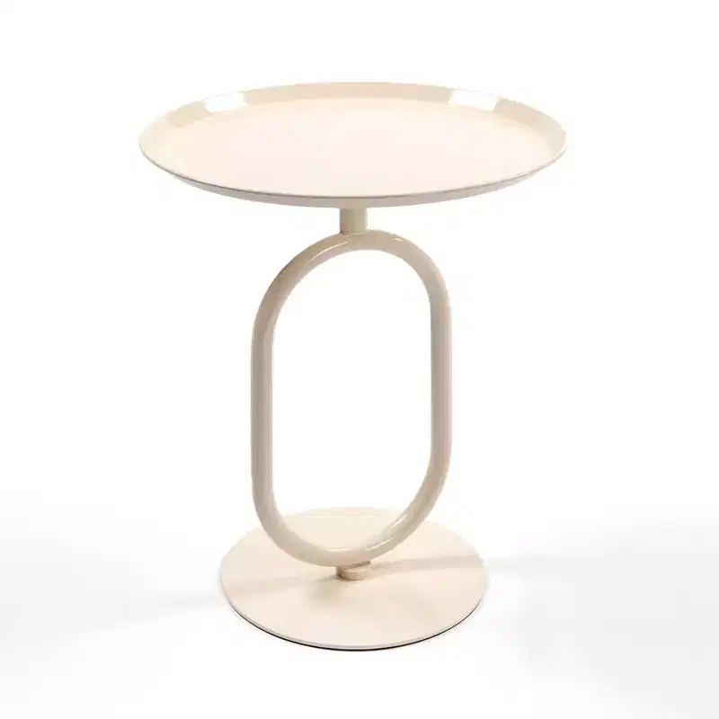 Lantern-Shaped End Table with Metal Frame, Round Small Table with Pedestal, Accent Table for Living Room, Small Space