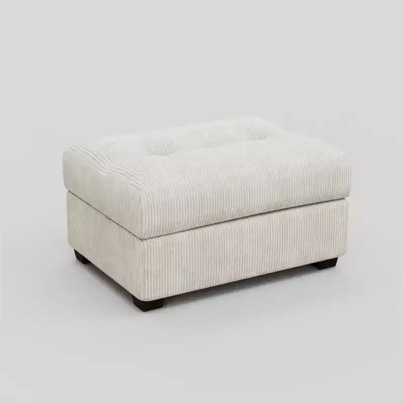 HomeRoots 37 Beige and Black Corduroy Tufted Ottoman