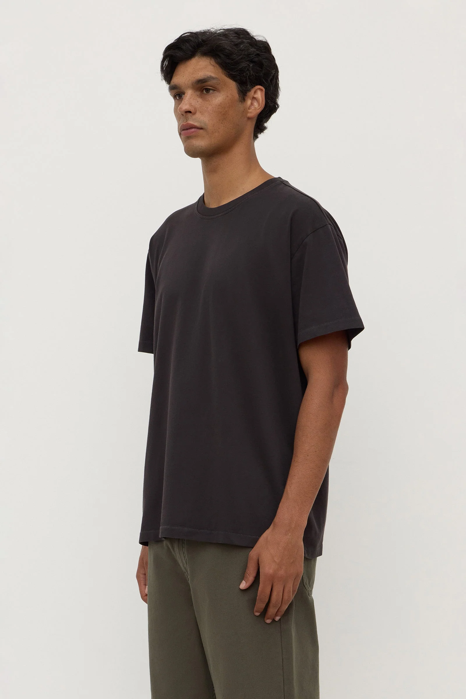 Washed Black Cropped Cotton Tee
