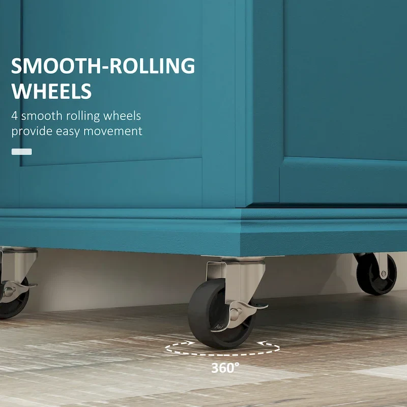 Kitchen Island on Wheels, Rolling Kitchen Cart with Stainless Steel Countertop, Drawer, Gray