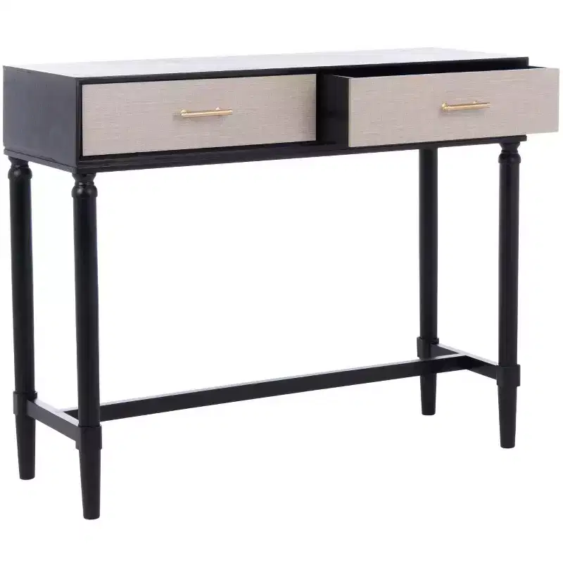 2-Drawer Console Table Pine Frame Transitional Style
