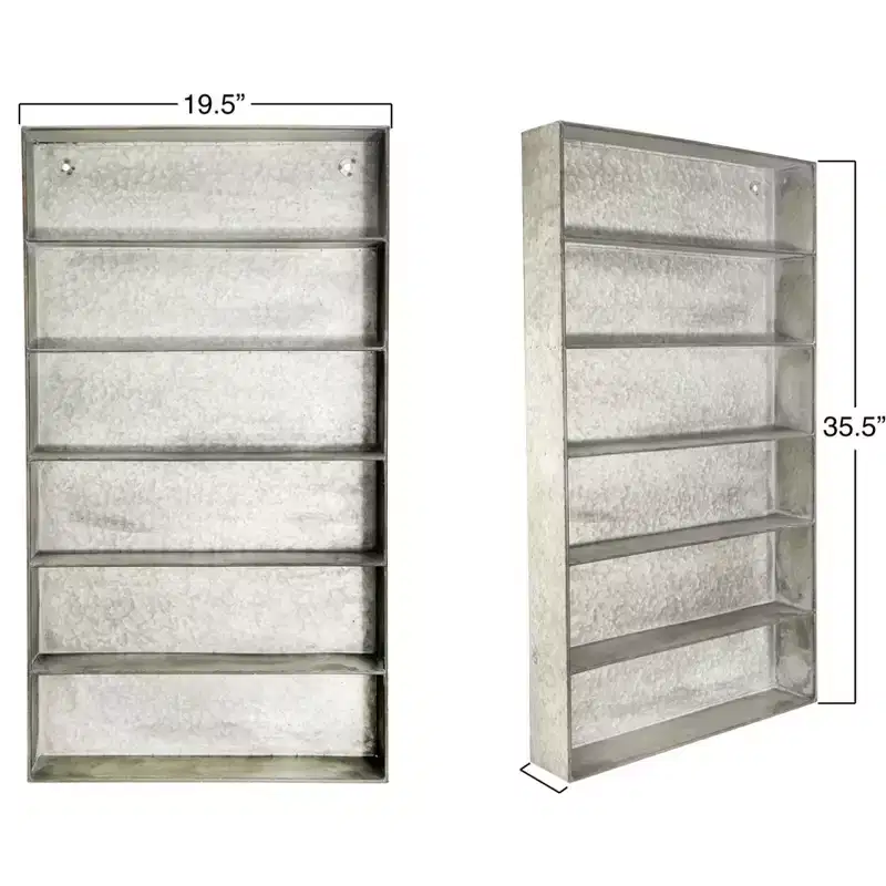 Storied Home Distressed Grey Metal 6 Tier Wall Shelf