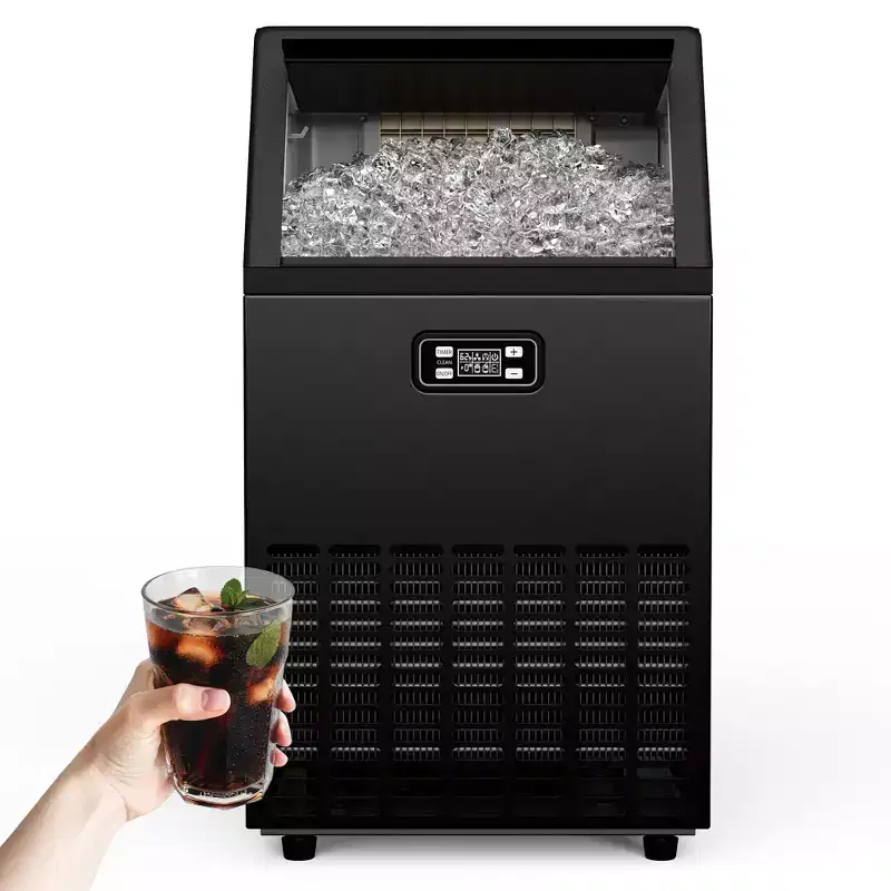 EUHOMY 150 Lbs./24H Ice Maker Undercounter, Household & Commercial, Self-cleaning, Large Storage, Auto Overflow Protection, Stainless Steel, Black