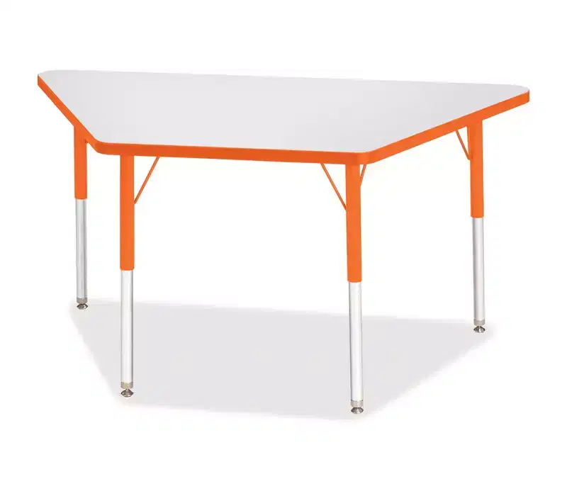 Jonti-Craft Berries Adult-Size Gray Laminate Trapezoid Table (24 x 48) in Orange