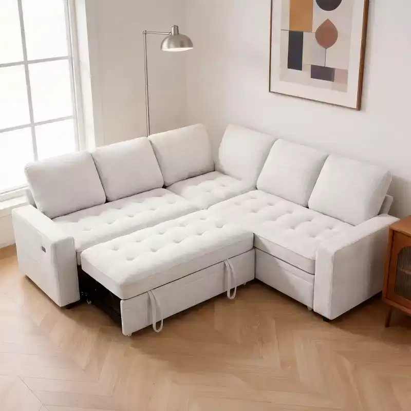 Dyonery Adjustable Backrest, USB Ports & Storage Seat, 5 Seat Convertible L Shaped Sectional Couches for Living Room
