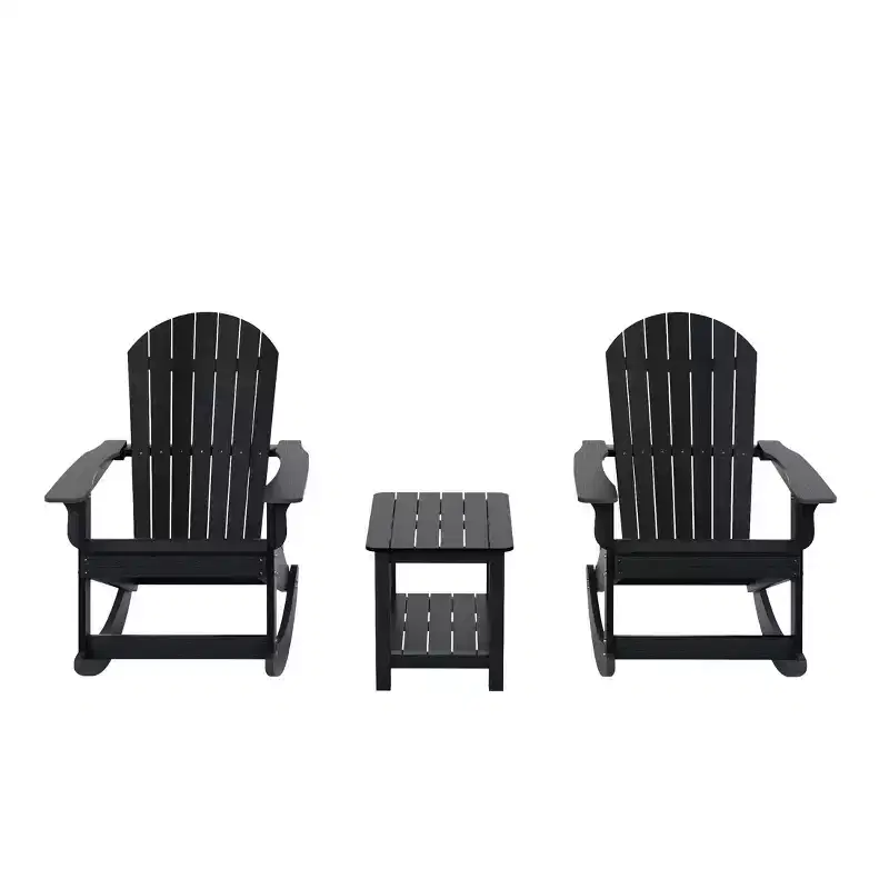 WestinTrends 3-Piece Outdoor Patio Adirondack Rocking Chair with Side Table Set