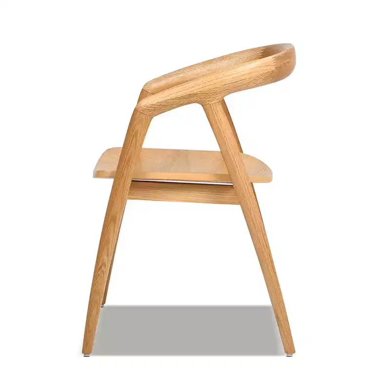 Simeon 21 Scandinavian Sculpted Oak Wood Dining Chair, Warm Natural Brown Oak Wood