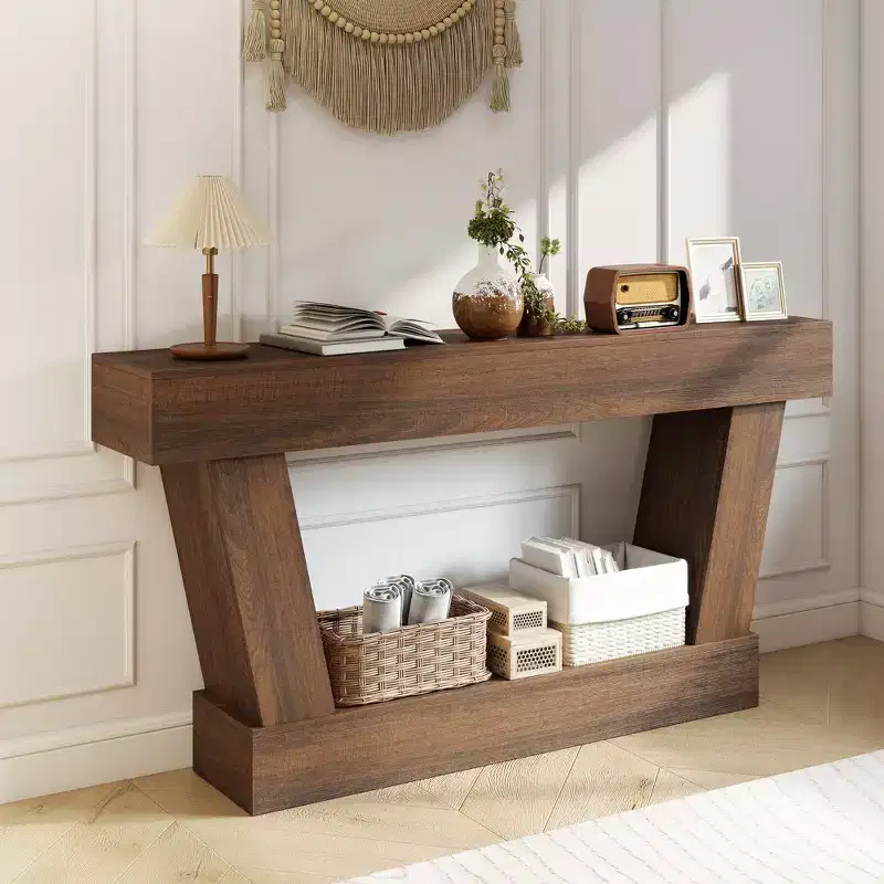 HOMCOM 63 Inch Vintage Console Table, Narrow Entryway Table