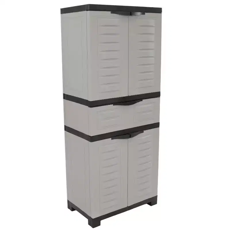 Plastic Storage Cabinet with 2 Adjustable Shelves and 1 Drawer - 57