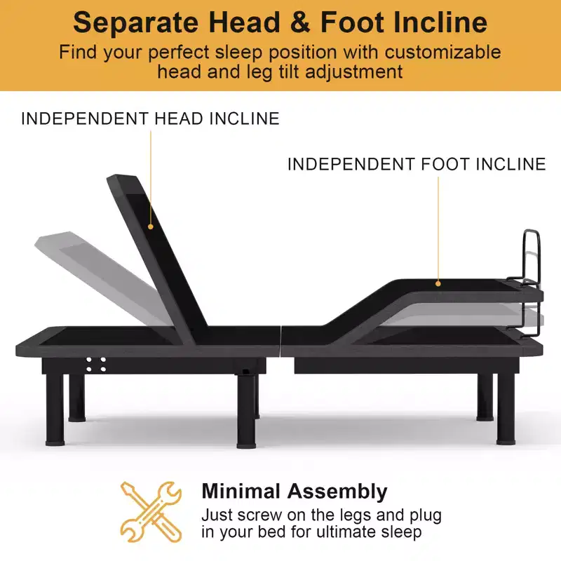 Dyonery Updated Adjustable Bed Base with Thickened Form Frame