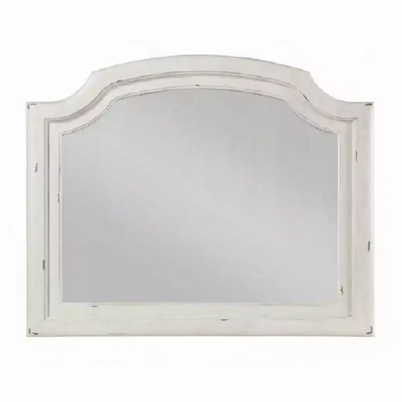 Royal Hampton Wall Mount Dresser Mirror, Beveled Glass, 38x47, Rustic Washed White