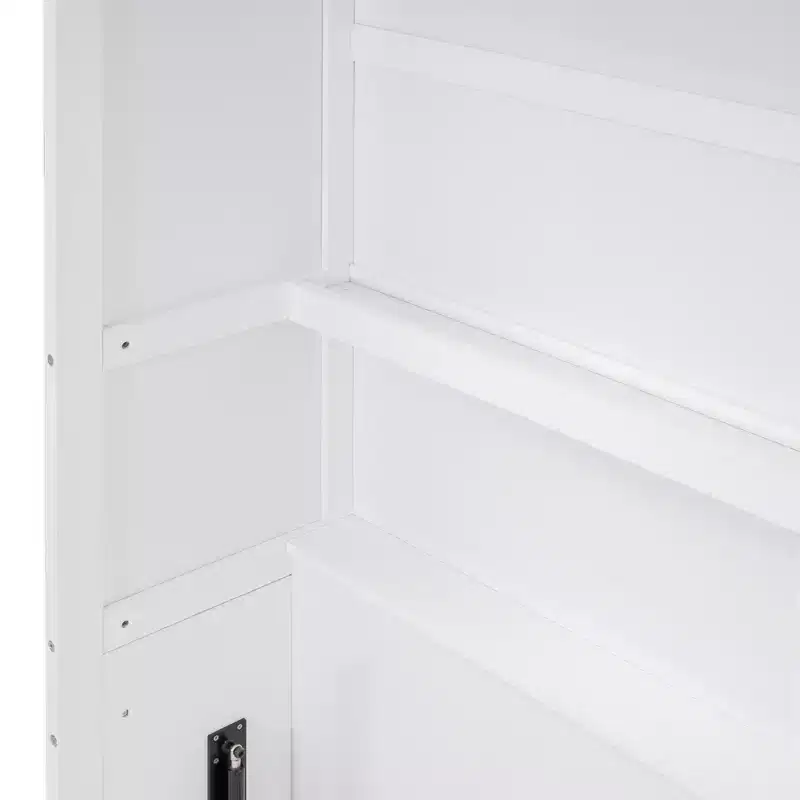 Full/Queen Murphy Bed with Built-In Shelves White/Gray
