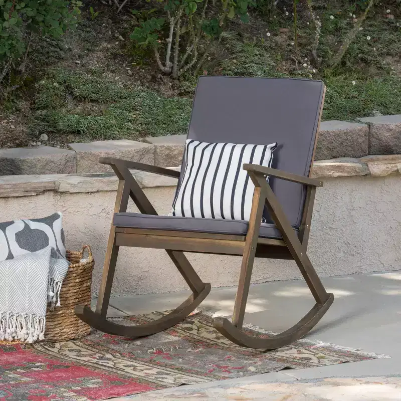 Gus Acacia Wood Patio Rocking Chair - Christopher Knight Home