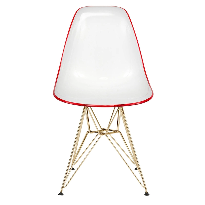 5-Piece Dining Set with 35 Round MDF Table and 4 ABS Plastic Side Chair with Gold Metal Legs