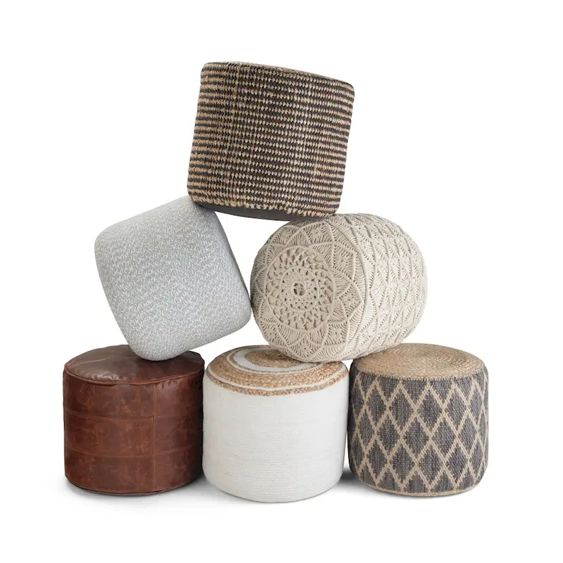 WYNDENHALL Brodie Round Braided Pouf