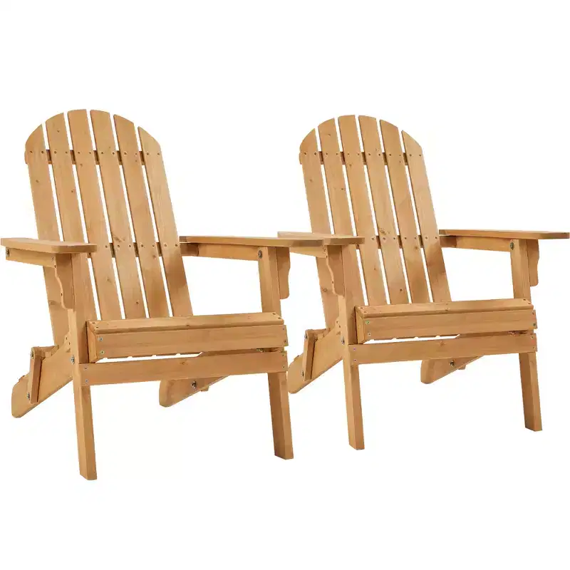 Yaheetech 2-piece Folding Adirondack Chair Solid Wood Outside Chair