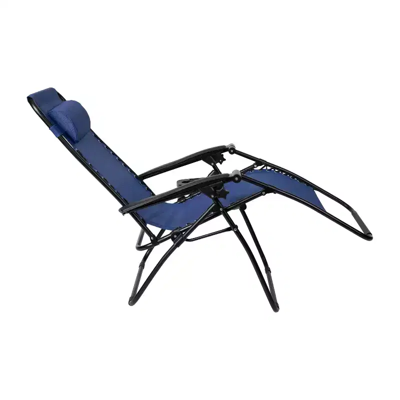 Flash Furniture Adjustable Folding Mesh Zero Gravity Reclining Lounge Chair with Pillow and Cup Holder Tray, Set of 2