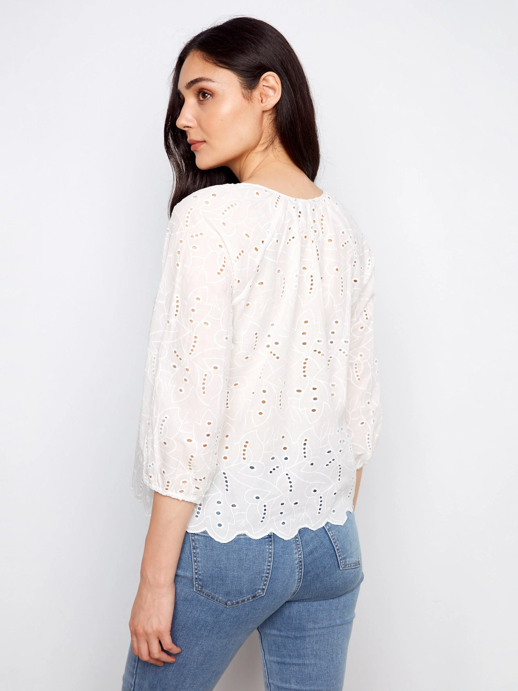 Cotton Eyelet Blouse - White