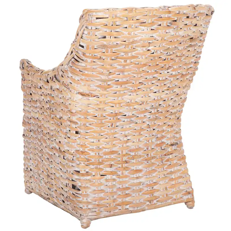SAFAVIEH Cheryle Wicker Washed Brown Wingback Arm Chair (Fully Assembled) - 26 W x 23 D x 34 H - 26Wx23Dx34H