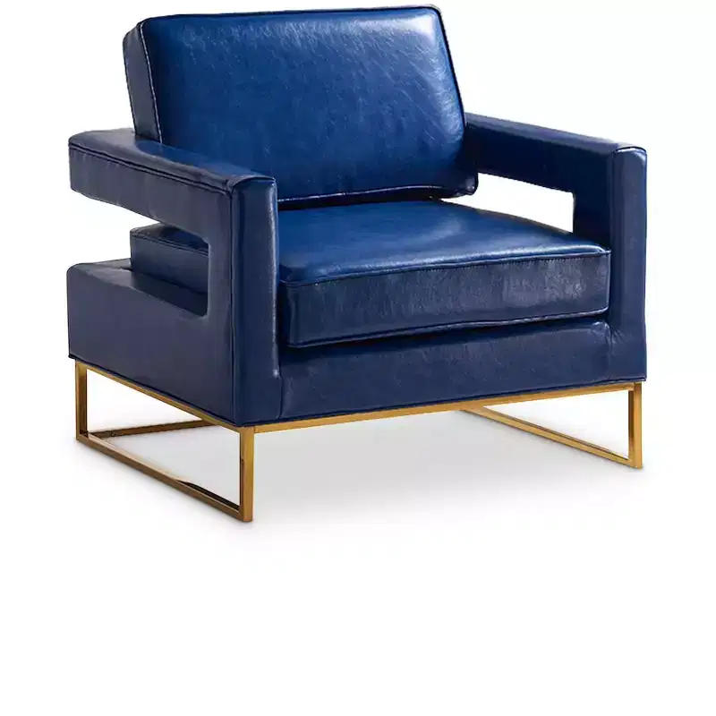 Vegan Leather Accent Chair with Gold Stainless Steel Base