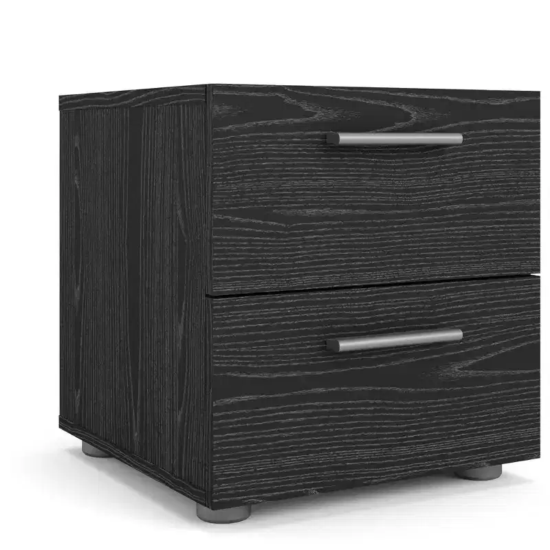 2-Drawer Nightstand, Black Woodgrain