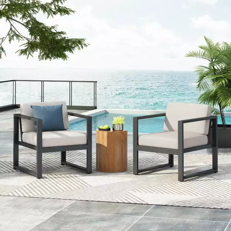 Christopher Knight Home Navan Outdoor Aluminum Club Chair with Cushions
