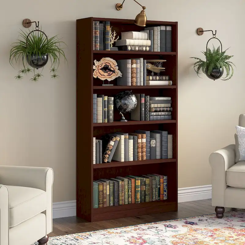 Tall 5 Shelf Bookcase with Adjustable Shelves