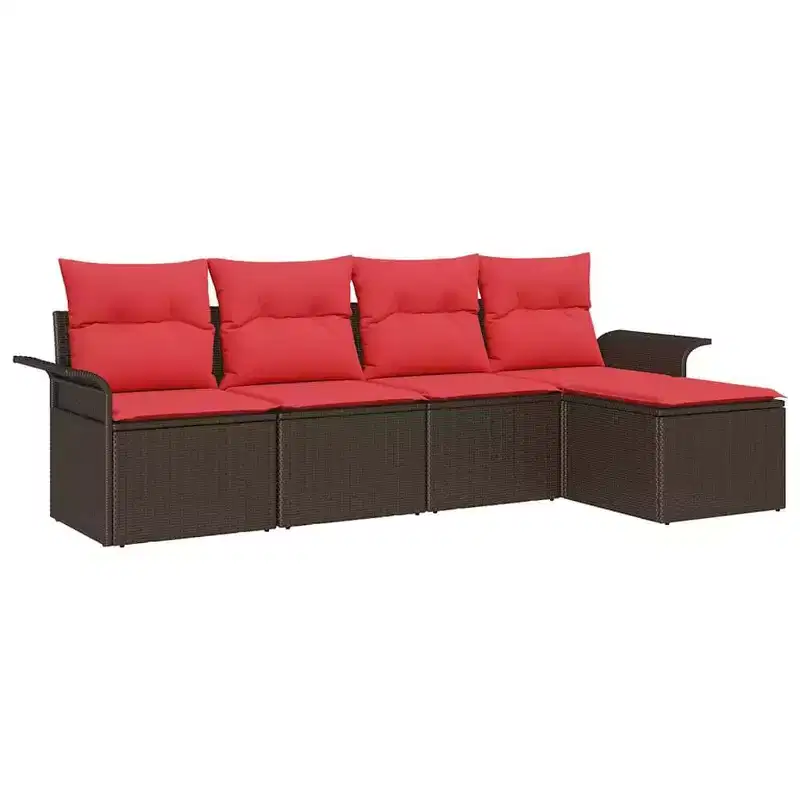 vidaXL Garden Sofa Set with Cushion 5 pcs Brown Poly rattan